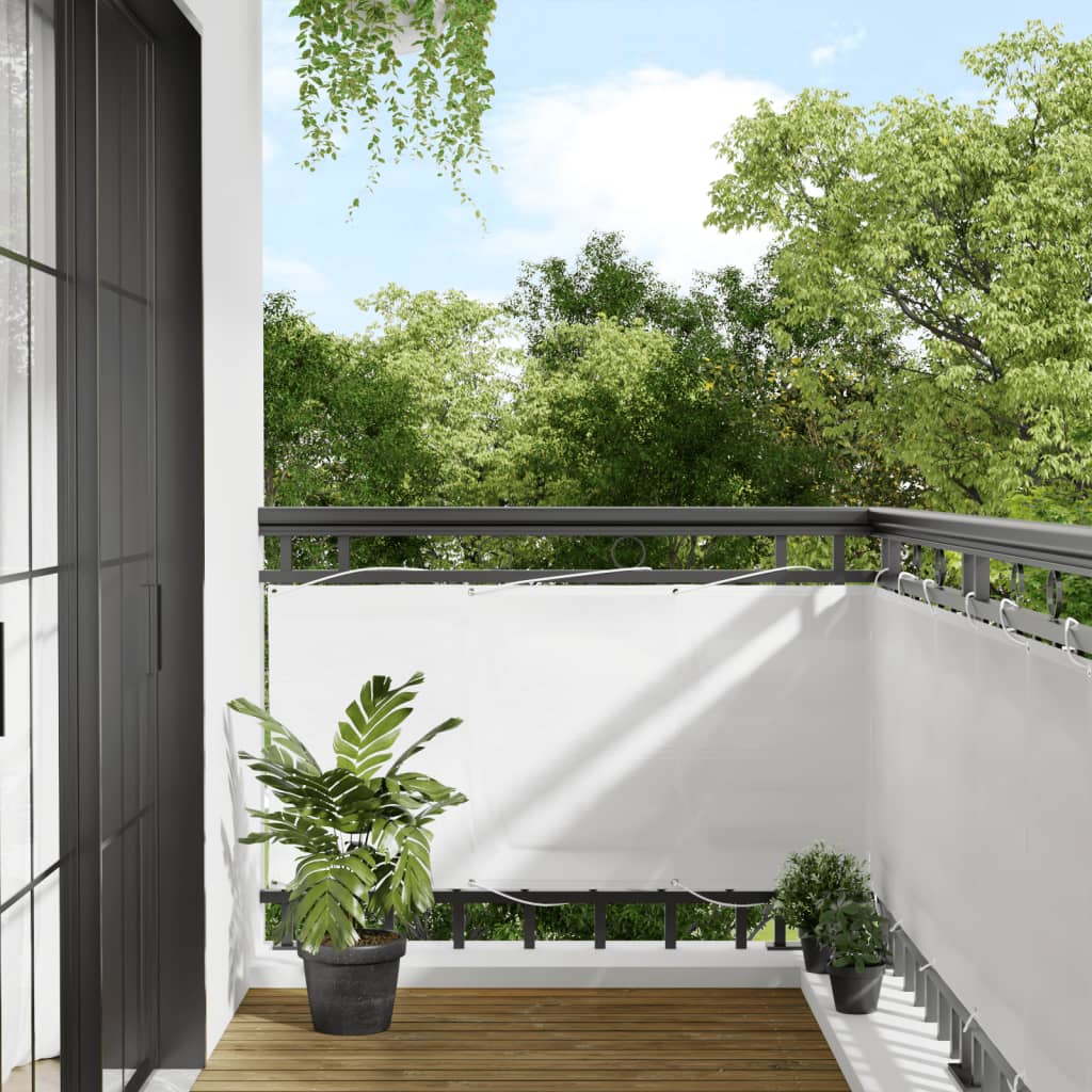 Balcony Screen White 75x1000 cm 100% Polyester Oxford - Style and Chic