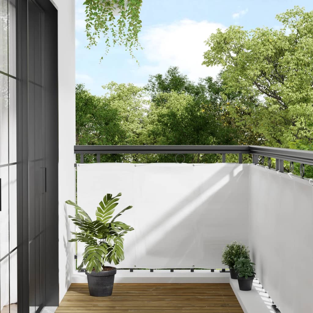 Balcony Screen White 90x700 cm 100% Polyester Oxford - The Home Maker