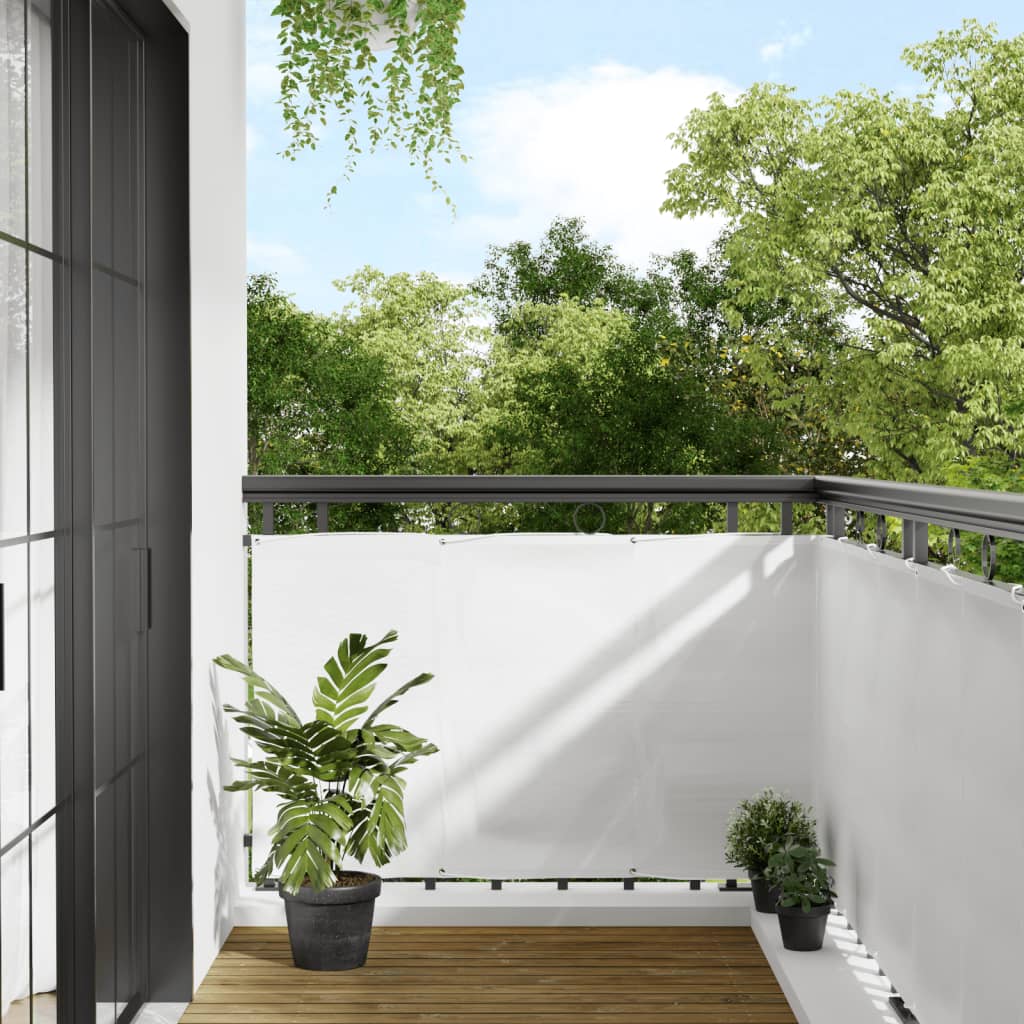Balcony Screen White 90x1000 cm 100% Polyester Oxford - The Home Maker
