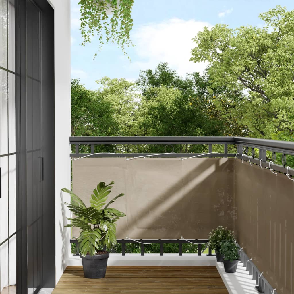 Balcony Screen Taupe 75x1000 cm 100% Polyester Oxford - The Home Maker