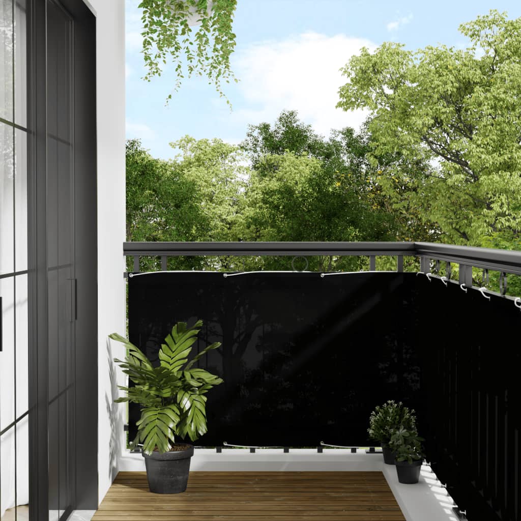 Balcony Screen Black 90x1000 cm 100% Polyester Oxford - The Home Maker