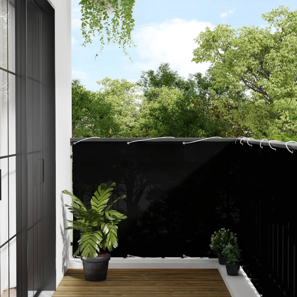 Balcony Screen Black 120x800 cm 100% Polyester Oxford - All Things Good