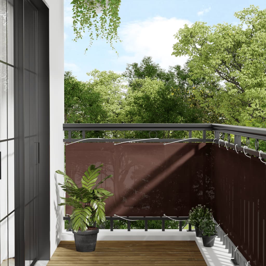 Balcony Screen Brown 75x800 cm 100% Polyester Oxford - All Things Good