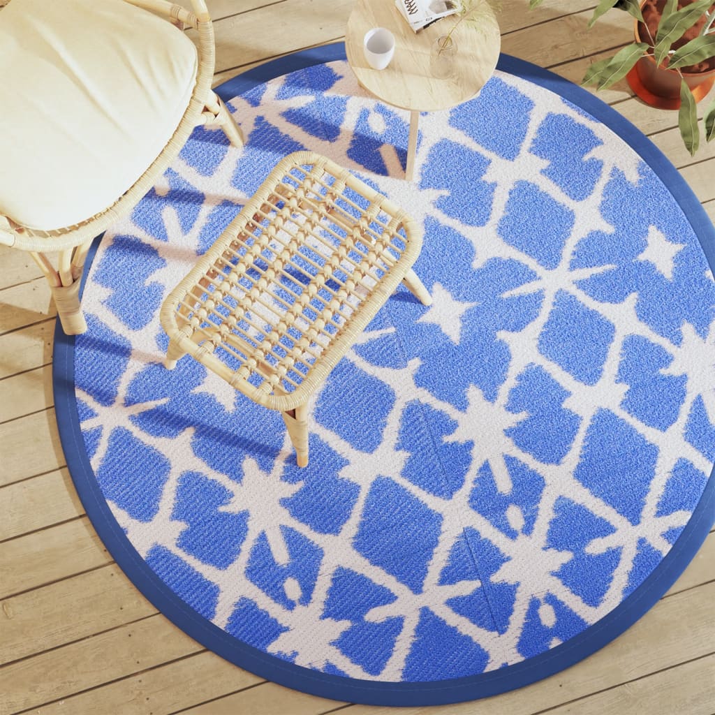 Outdoor Carpet ARAKIL Blue and White 160 cm PP - Merkel Designers
