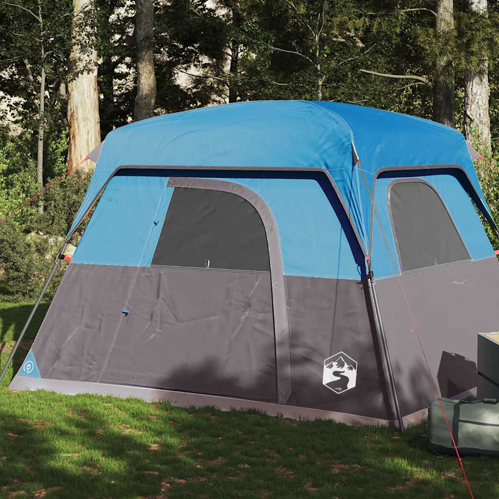 Camping Tent Cabin 4-Person Blue Waterproof - Discount Dealers