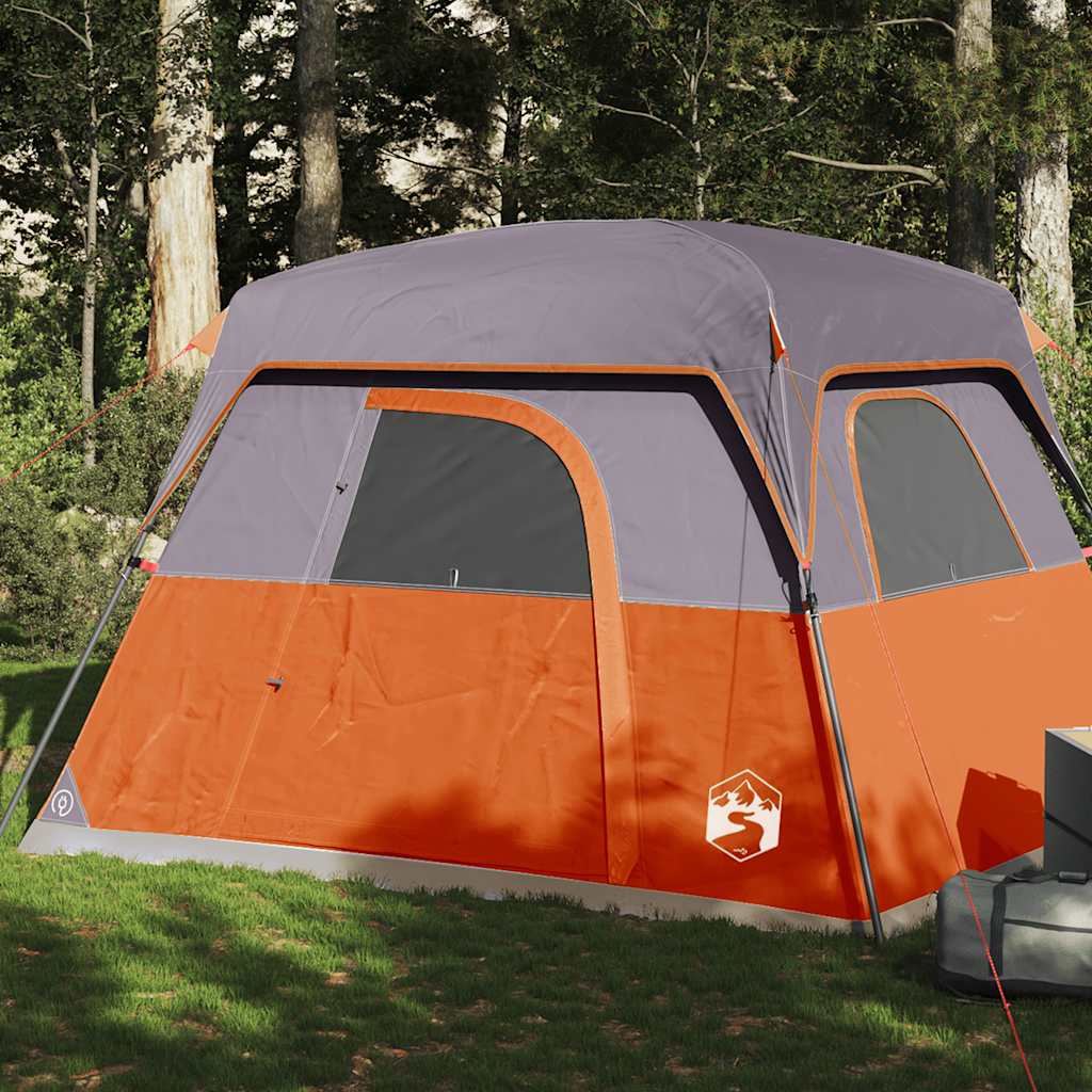 Camping Tent Cabin 4-Person Orange Waterproof - Discount Dealers