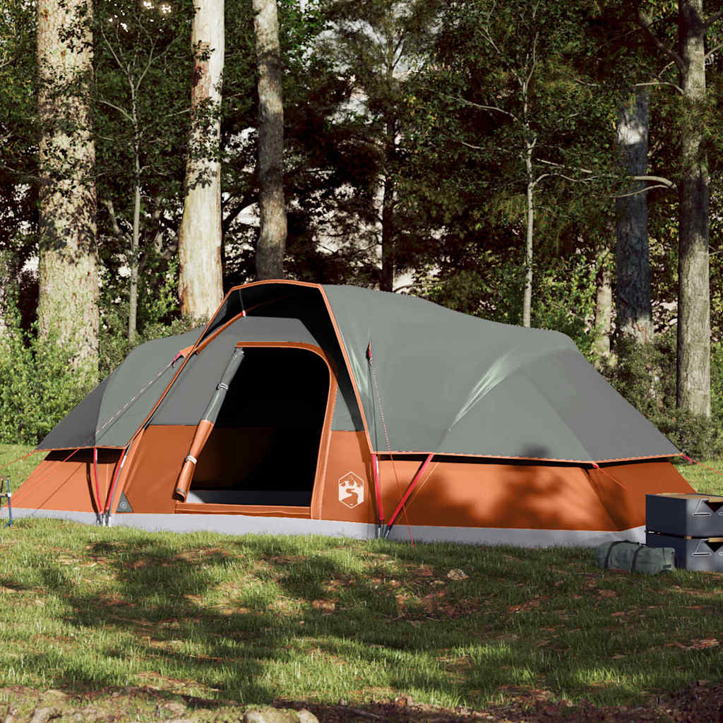 Family Tent Dome 9-Person Orange Waterproof - Decor Base
