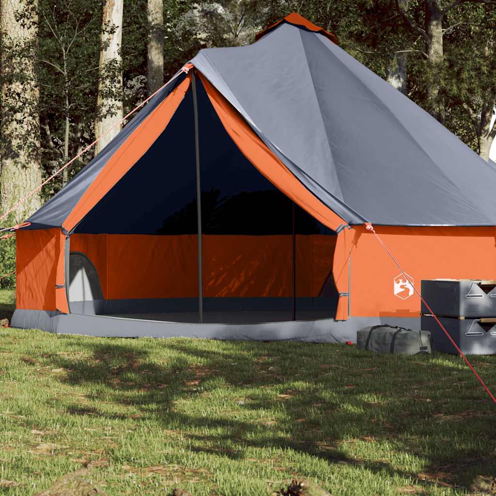 Family Tent Tipi 8-Person Grey and Orange Waterproof - Brittle & Co