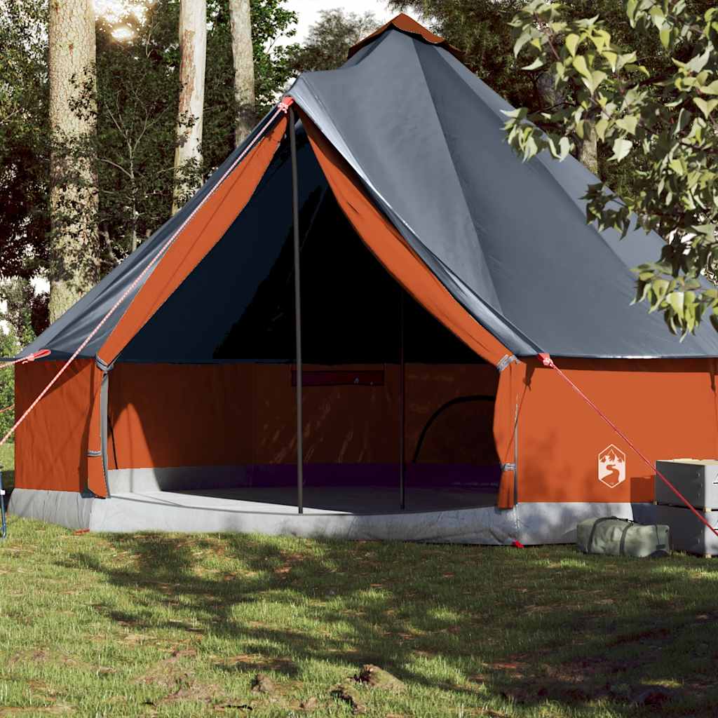 Family Tent Tipi 10-Person Grey and Orange Waterproof - Design Hut