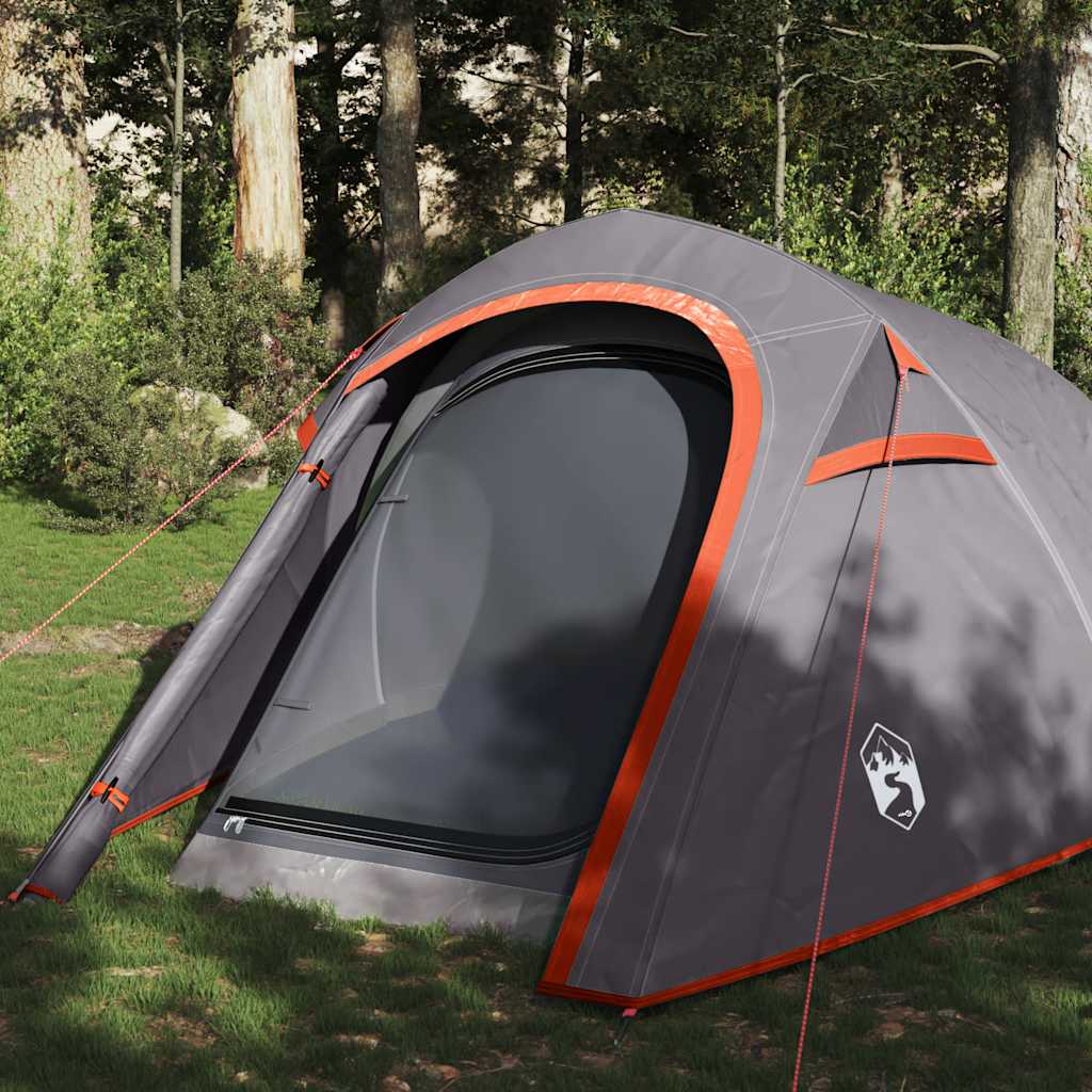 Camping Tent Tunnel 3-Person Grey and Orange Waterproof - Brittle & Co