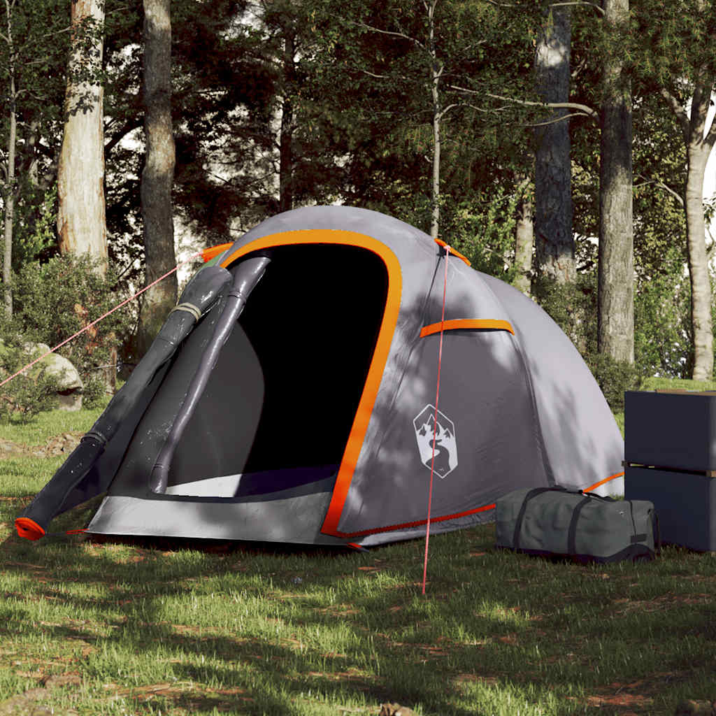 Camping Tent Tunnel 2-Person Grey and Orange Waterproof - Merlin Deals