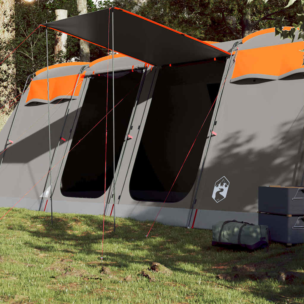 Family Tent Tunnel 8-Person Grey and Orange Waterproof - Brittle & Co