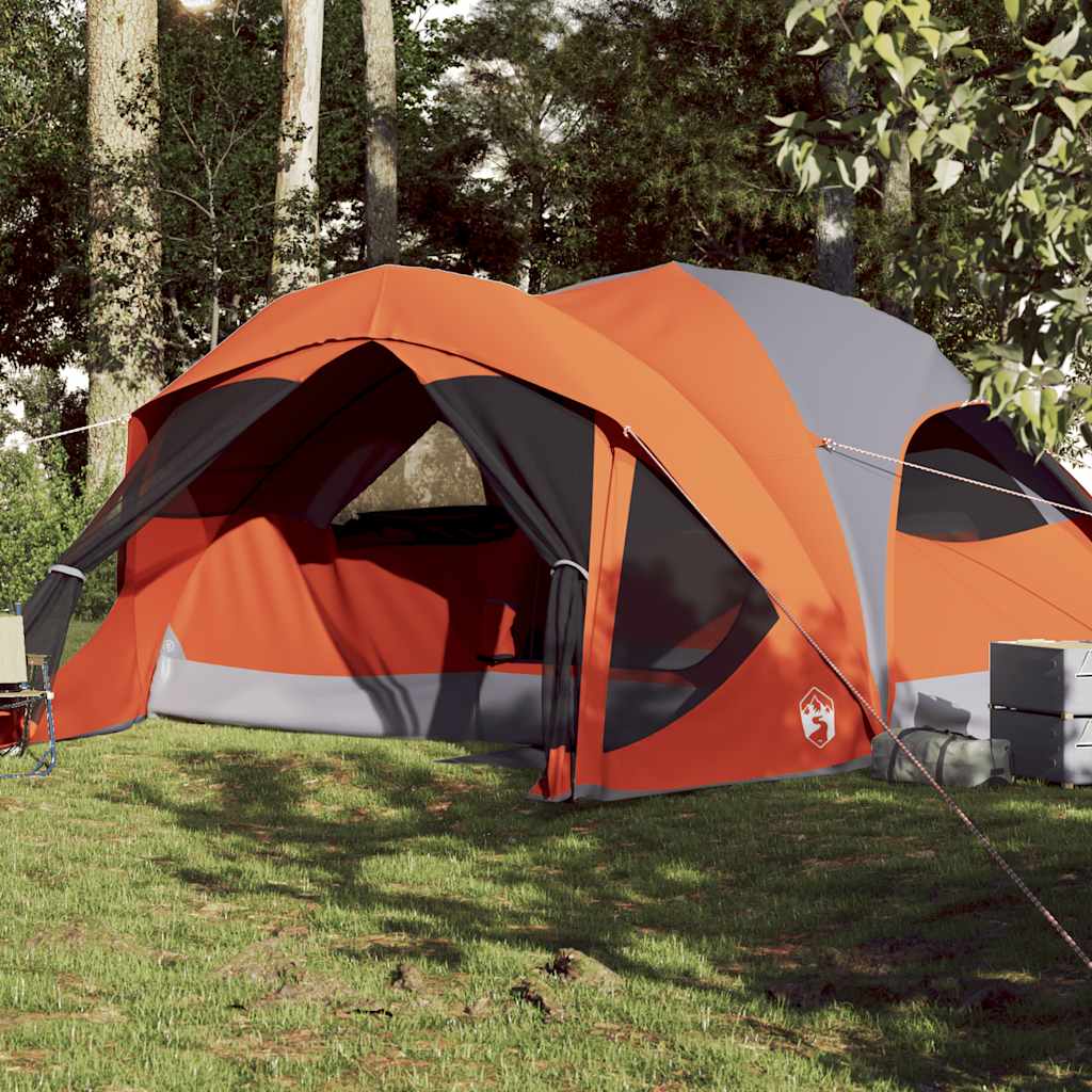 Family Tent Cabin 6-Person Grey and Orange Waterproof - The Home Maker