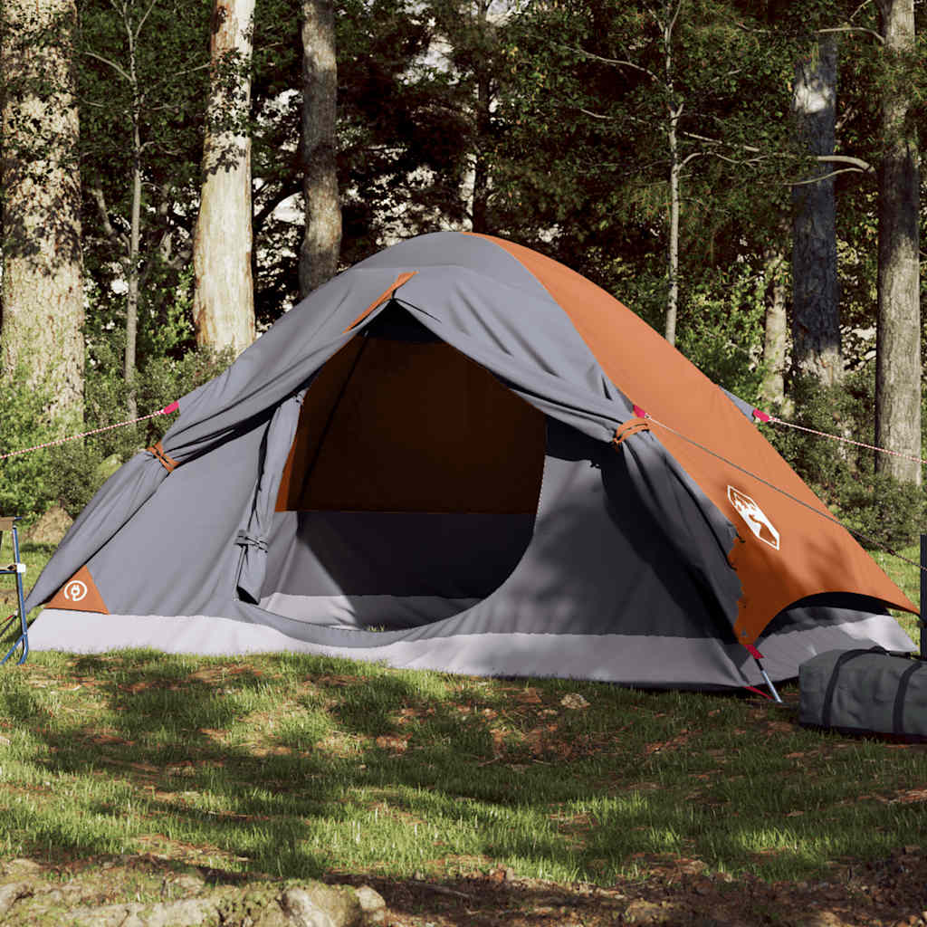 Camping Tent Dome 2-Person Grey and Orange Waterproof - Tyrell & Tyrell