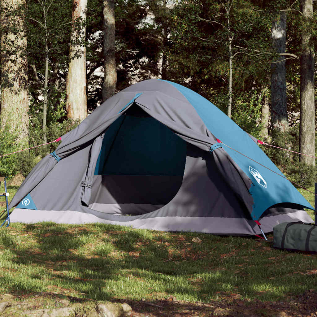 Camping Tent Dome 4-Person Blue Waterproof - vid-94647 - Charlotte Dunes