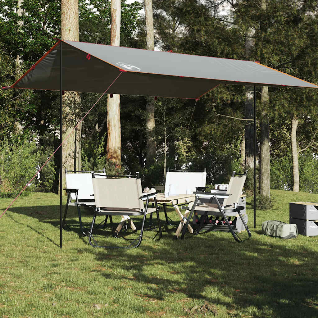 Camping Tarp Grey and Orange 400x294 cm Waterproof - vid-94663 - All Things Good
