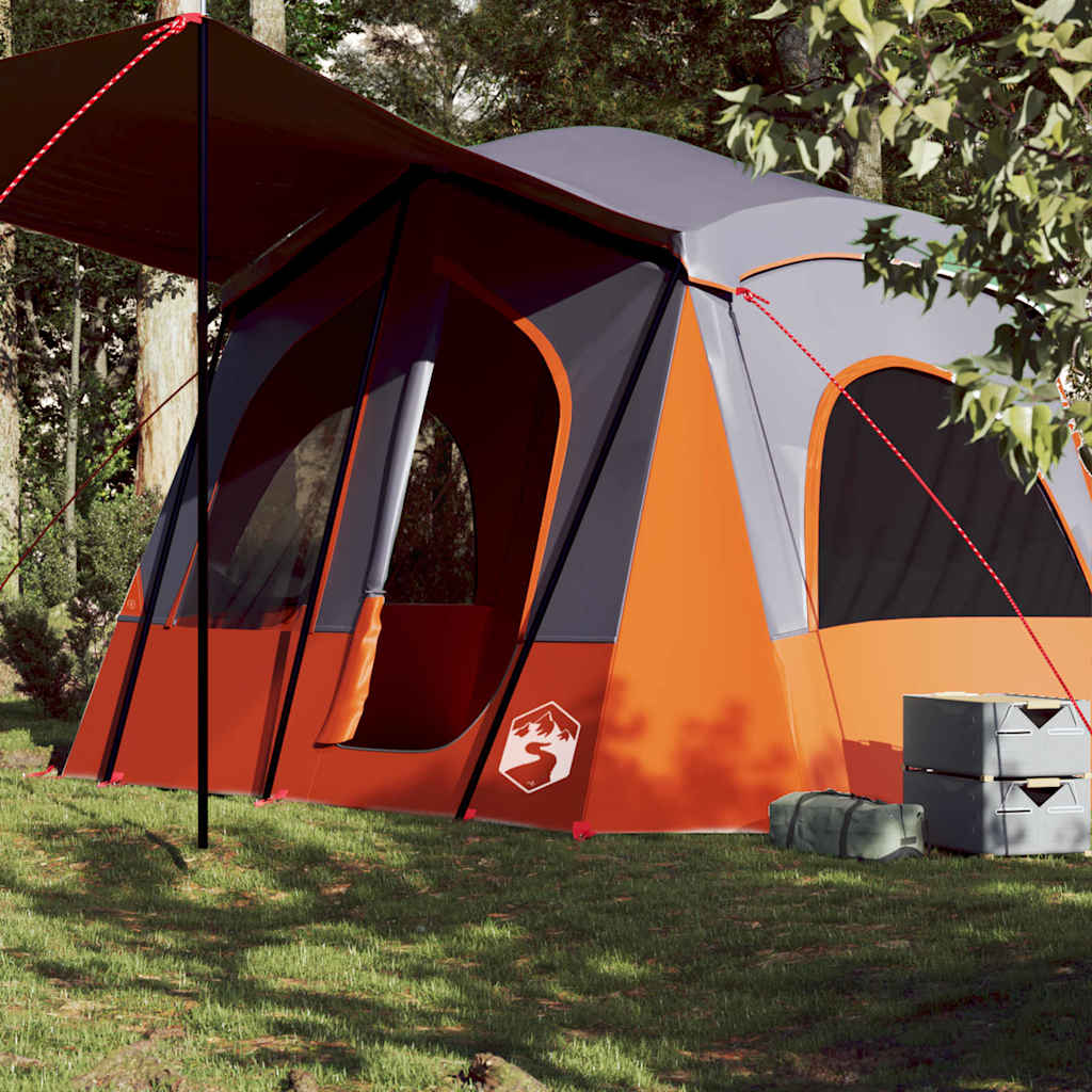 Camping Tent Cabin 5-Person Grey and Orange Waterproof - Charlotte Dunes