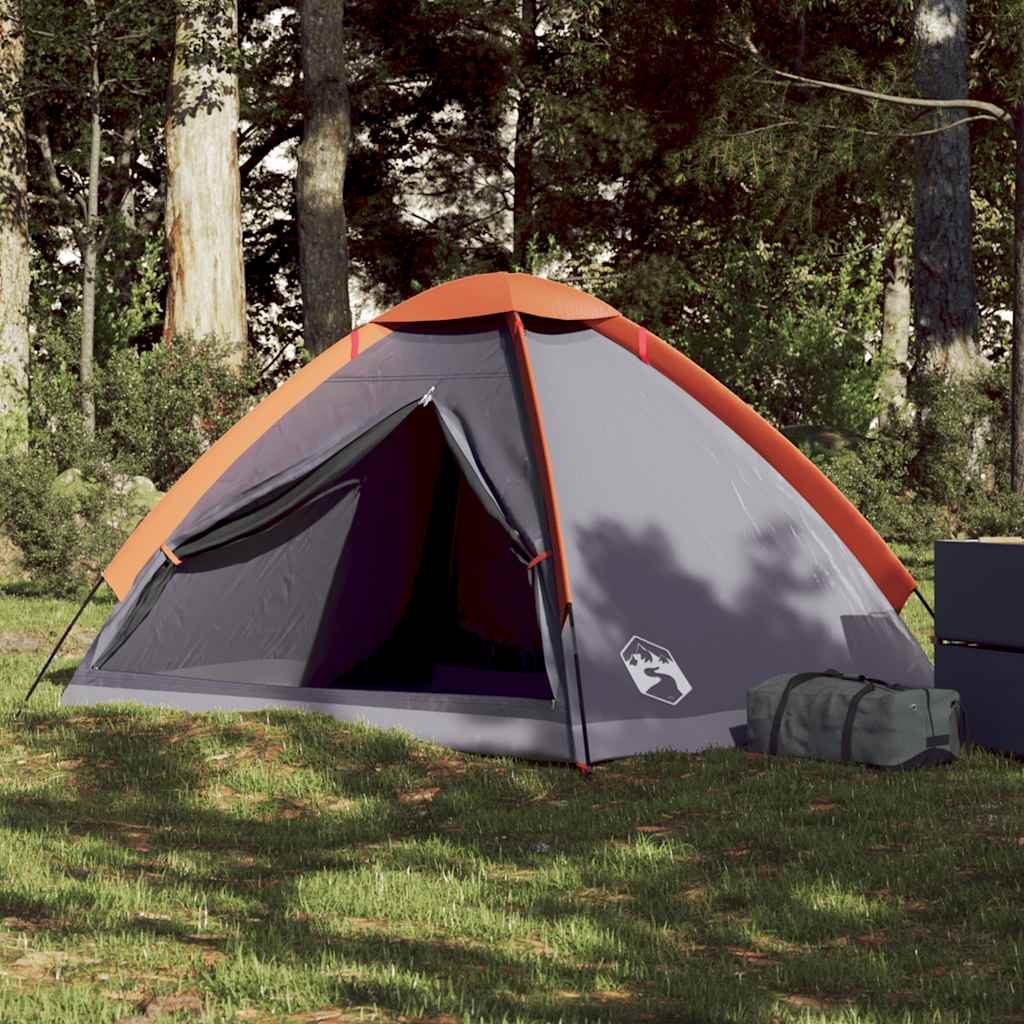 Camping Tent Dome 2-Person Grey and Orange Waterproof - vid-94761 - Charlotte Dunes