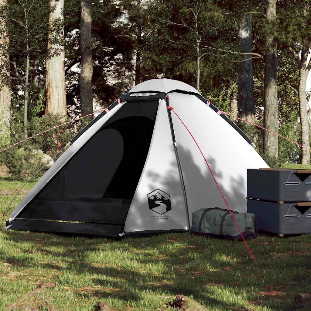 Camping Tent Dome 4-Person White Blackout Fabric Waterproof - vid-94772 - Charlotte Dunes