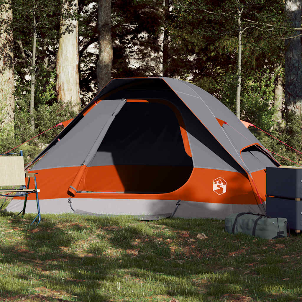 Camping Tent Dome 2-Person Grey and Orange Waterproof - vid-94775 - Charlotte Dunes