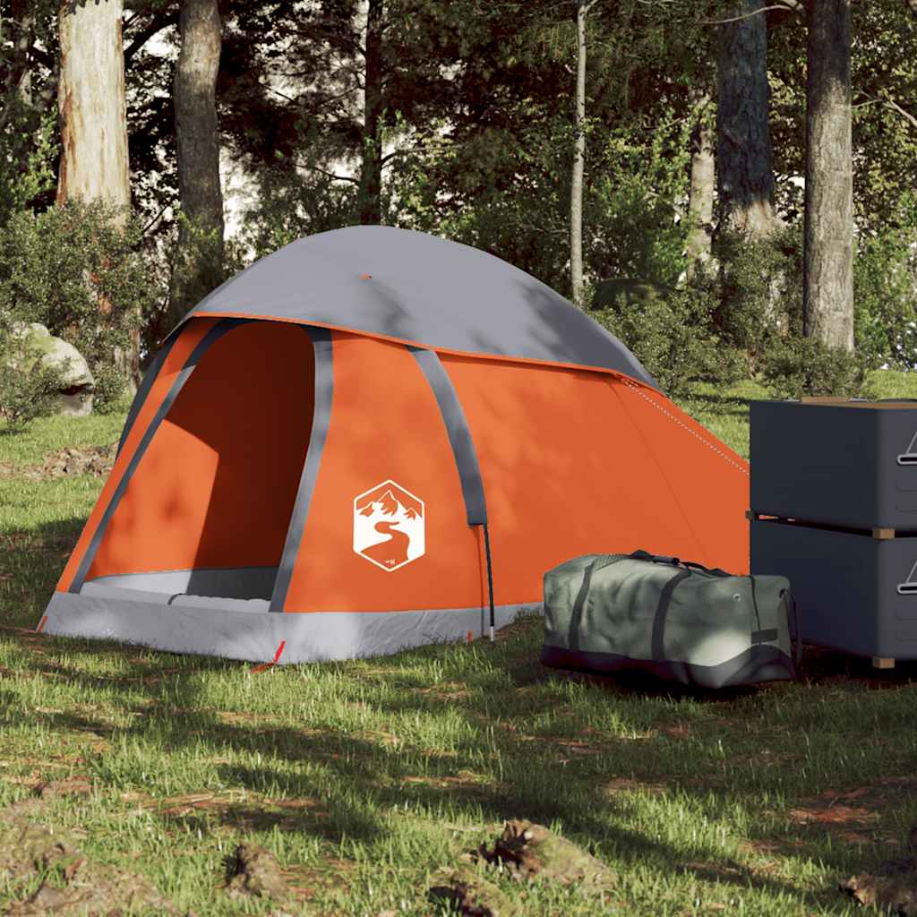 Camping Tent Dome 1-Person Grey and Orange Waterproof - Direct Imports
