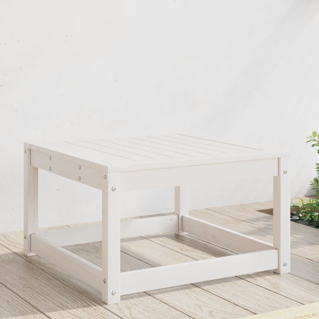 Garden Footstool White Solid Wood Pine - Merkel Designers