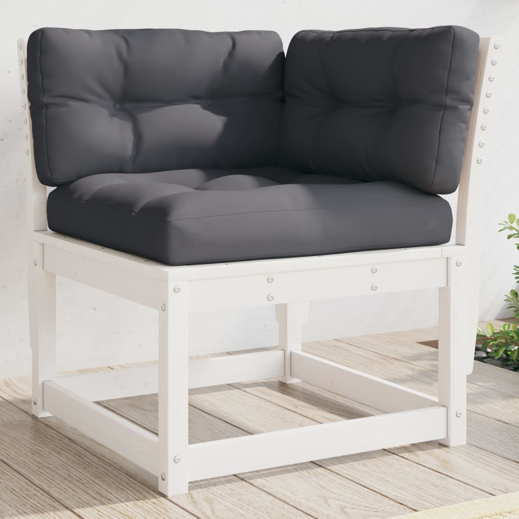 Garden Sofa Corner with Cushions White 73x73x78 cm Solid Wood Pine - All Things Good