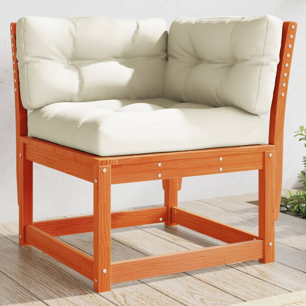 Garden Sofa Corner with Cushions Wax Brown 73x73x78 cm Solid Wood Pine - Style and Chic
