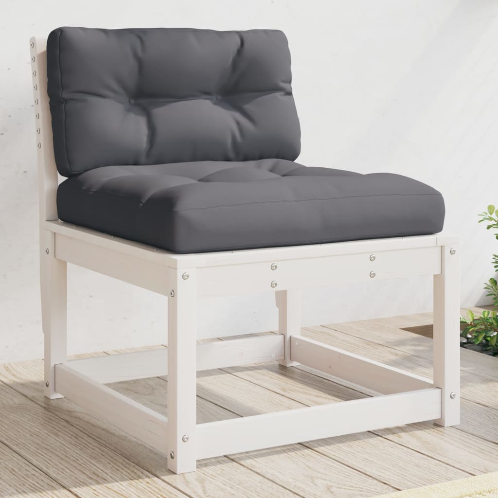 Garden Sofa with Cushions White Solid Wood Pine - Style and Chic