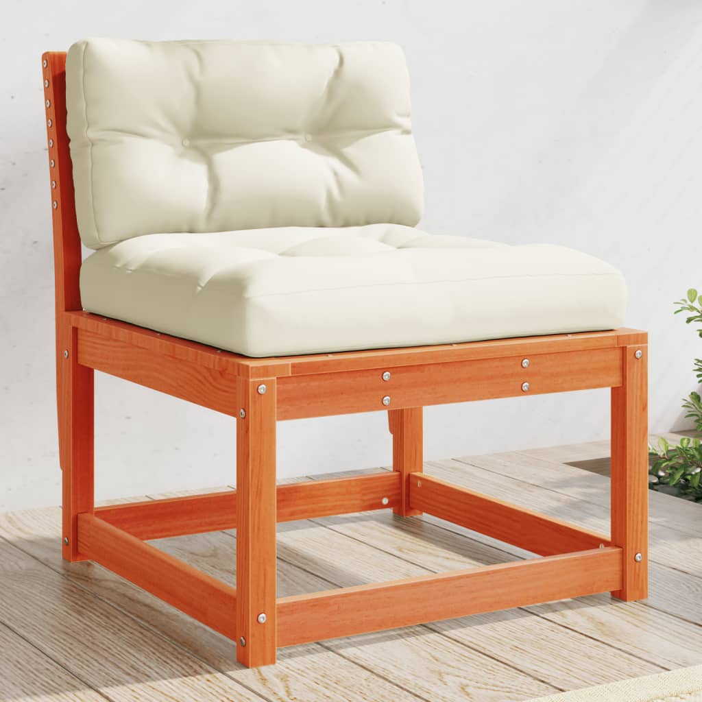Garden Sofa with Cushions Wax Brown Solid Wood Pine - All Things Good