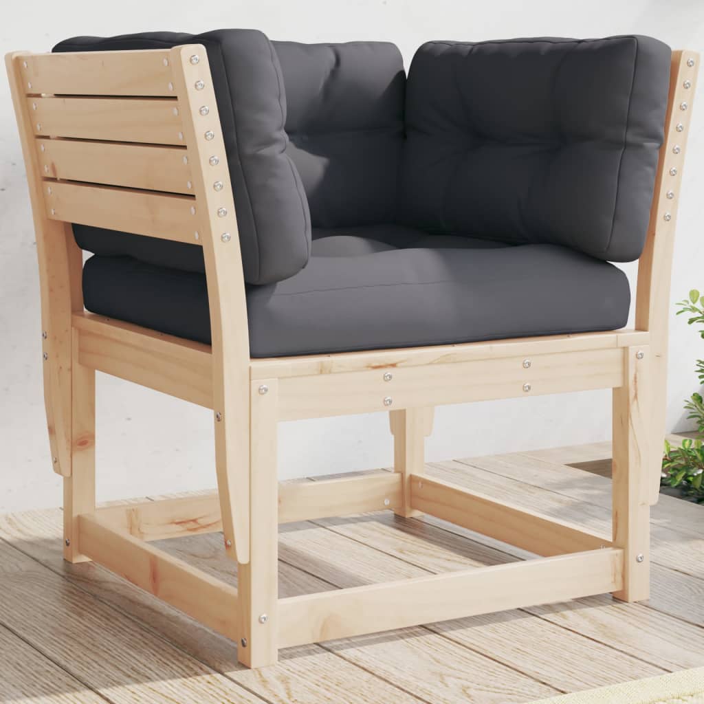 Garden Sofa Armrest with Cushions Solid Wood Pine - Merkel Designers
