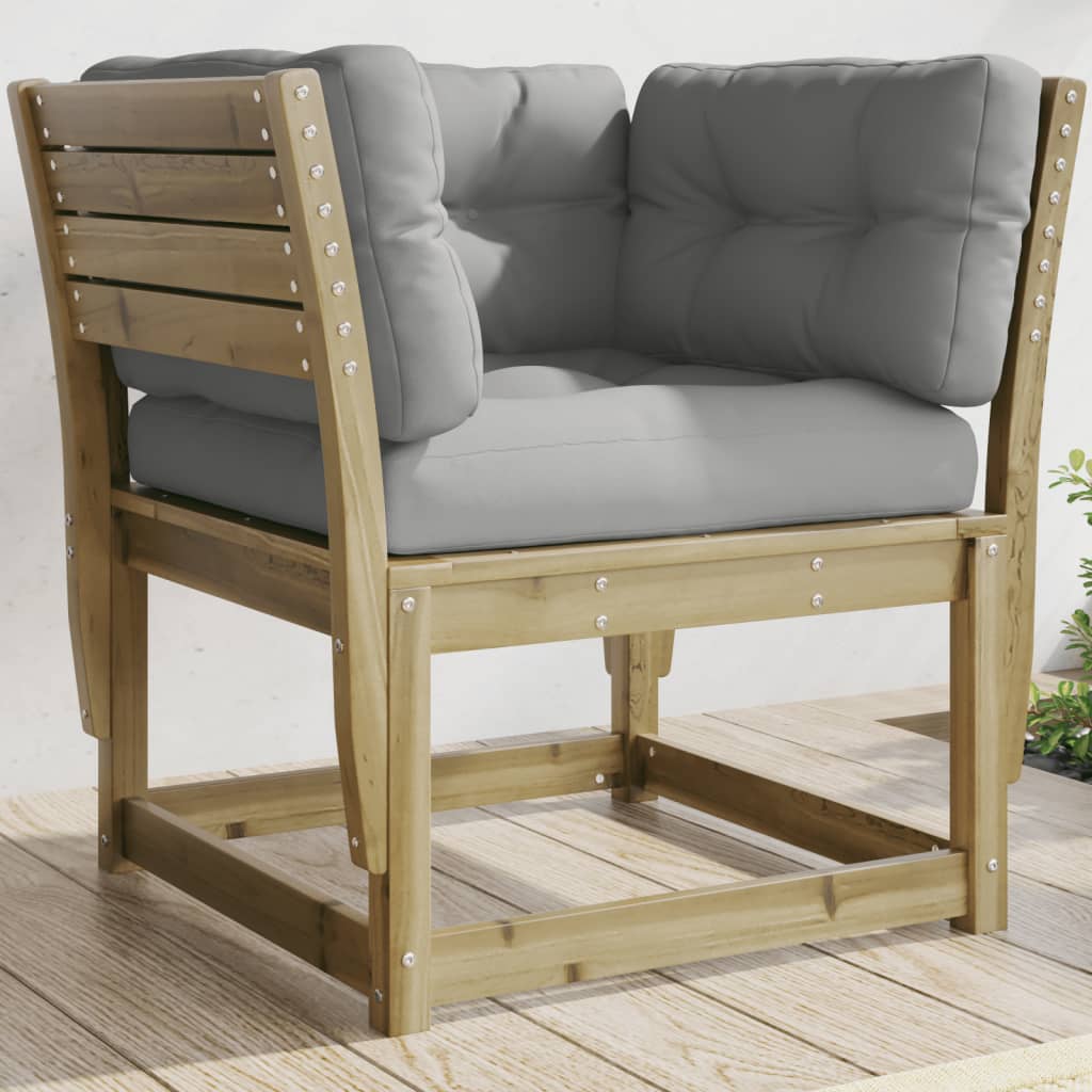 Garden Sofa Armrest with Cushions Impregnated Wood Pine - All Things Good