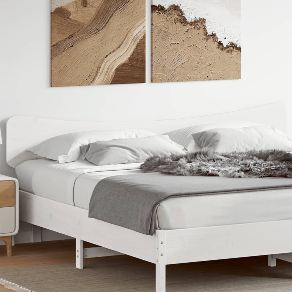Headboard White 200 cm Solid Wood Pine - Brittle & Co