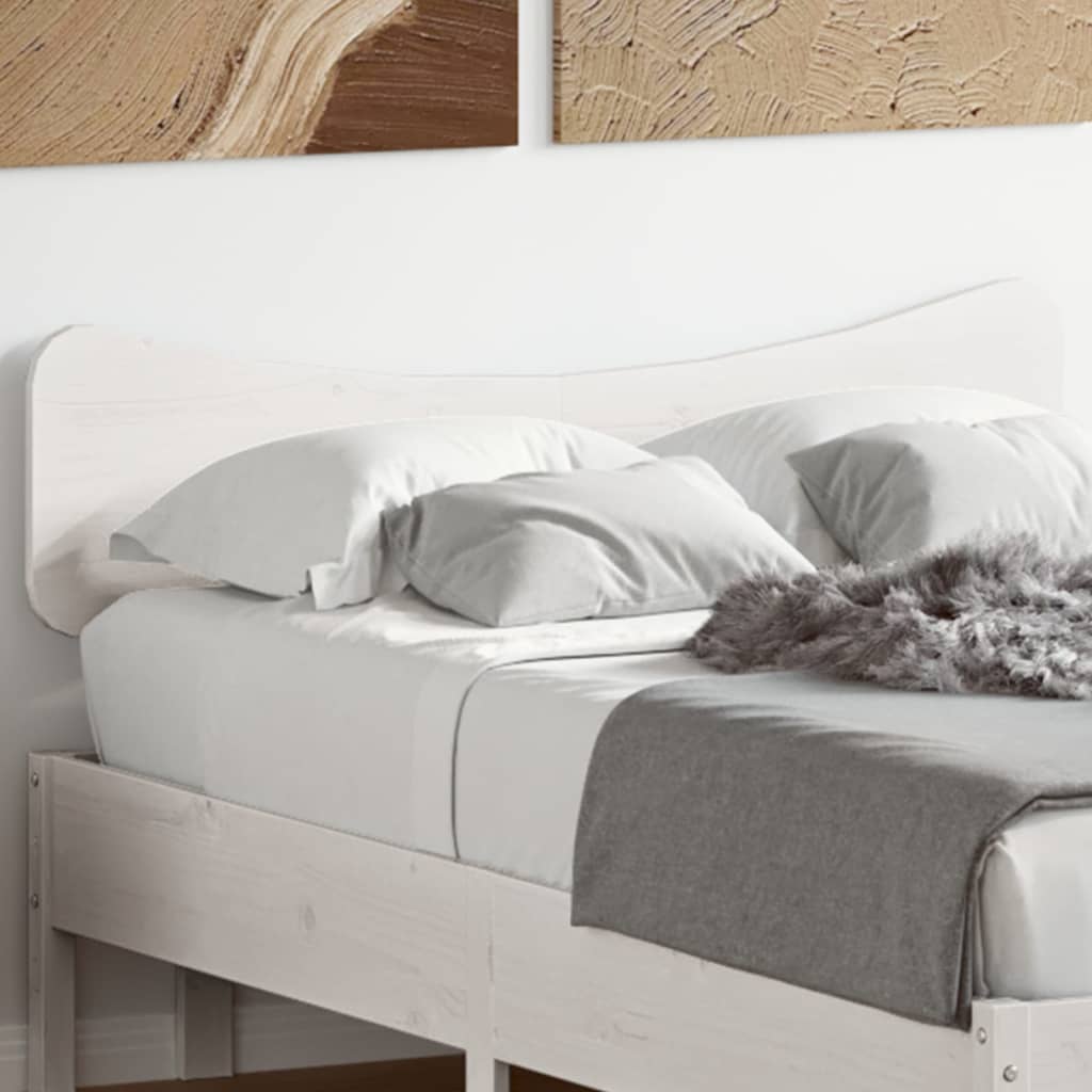 Headboard White 135 cm Solid Wood Pine - Brittle & Co