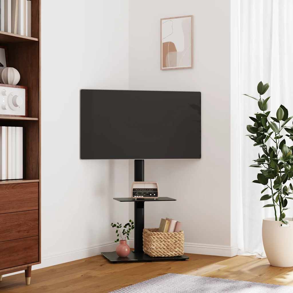 Corner TV Stand 2-Tiers for 32-65 Inch Black - Direct Imports