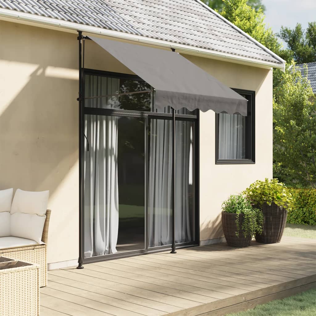 Retractable Awning Anthracite 150x150 cm Fabric and Steel - vid-368737 - Direct Imports