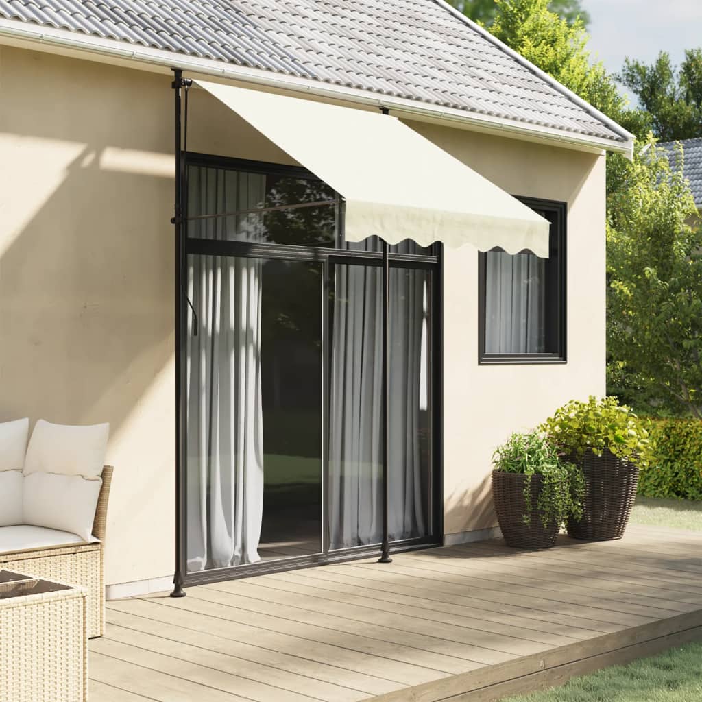 Retractable Awning Cream 150x150 cm Fabric and Steel - vid-368744 - Direct Imports