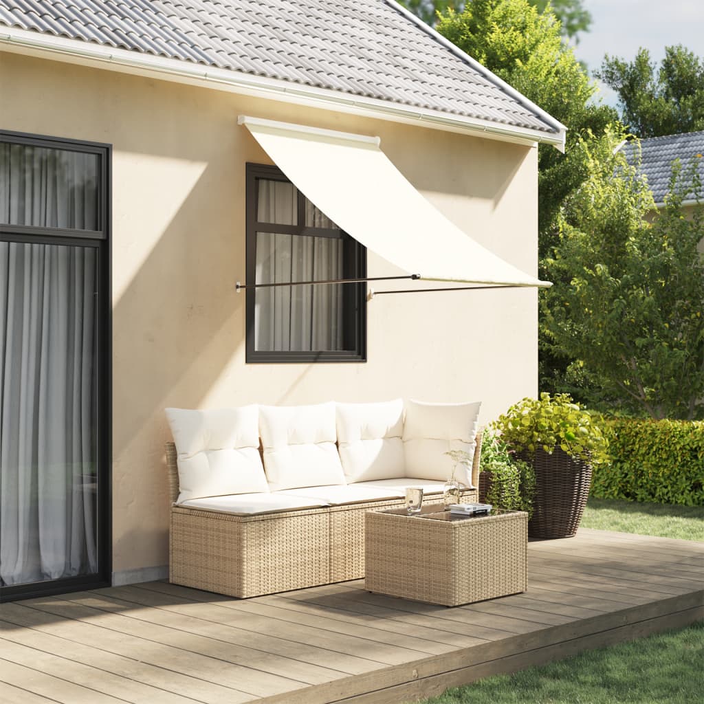 Retractable Awning Cream 150x150 cm Fabric and Steel - vid-368758 - Direct Imports
