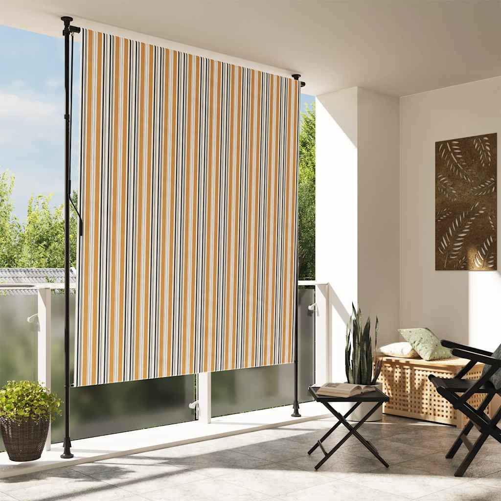 Outdoor Roller Blind Yellow and White 150x270 cm Fabric&Steel - Design Hut