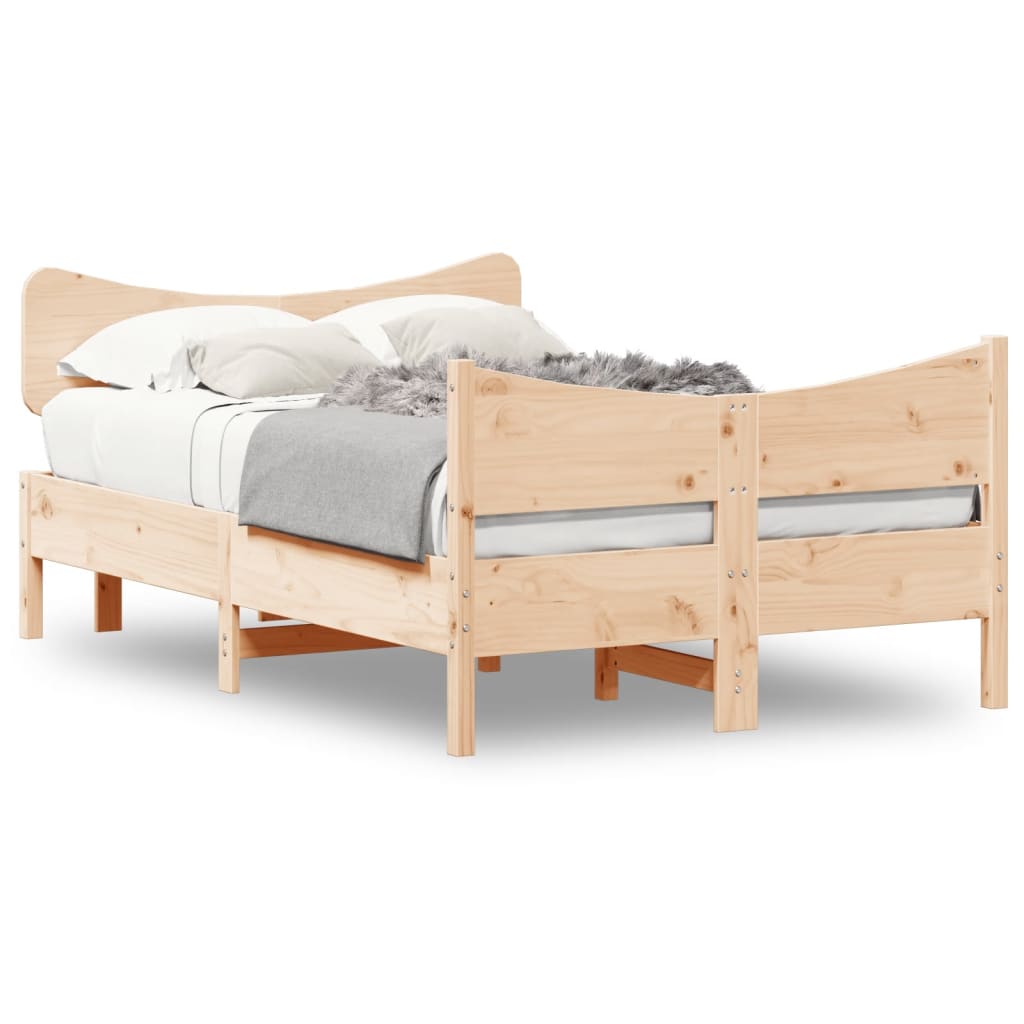 Bed Frame with Headboard 120x190 cm Small Double Solid Wood Pine - Style and Chic