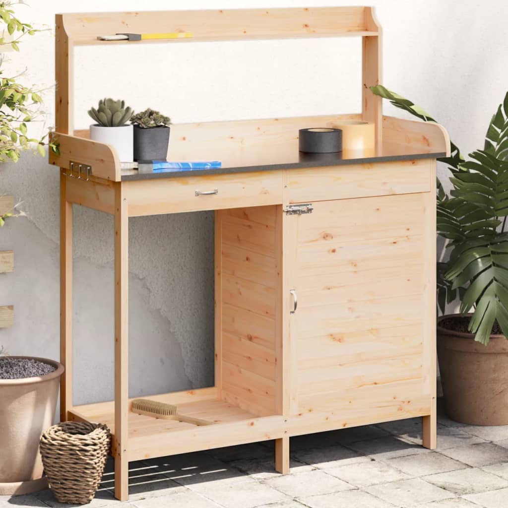 Potting Table with Cabinet 110.5x45x124.5 cm Solid Wood Fir - Charlotte Dunes
