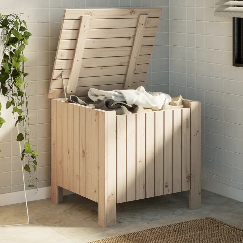 Storage Box with Lid RANA 60x49x54 cm Solid Wood Pine - vid-4002327 - Discount Dealers