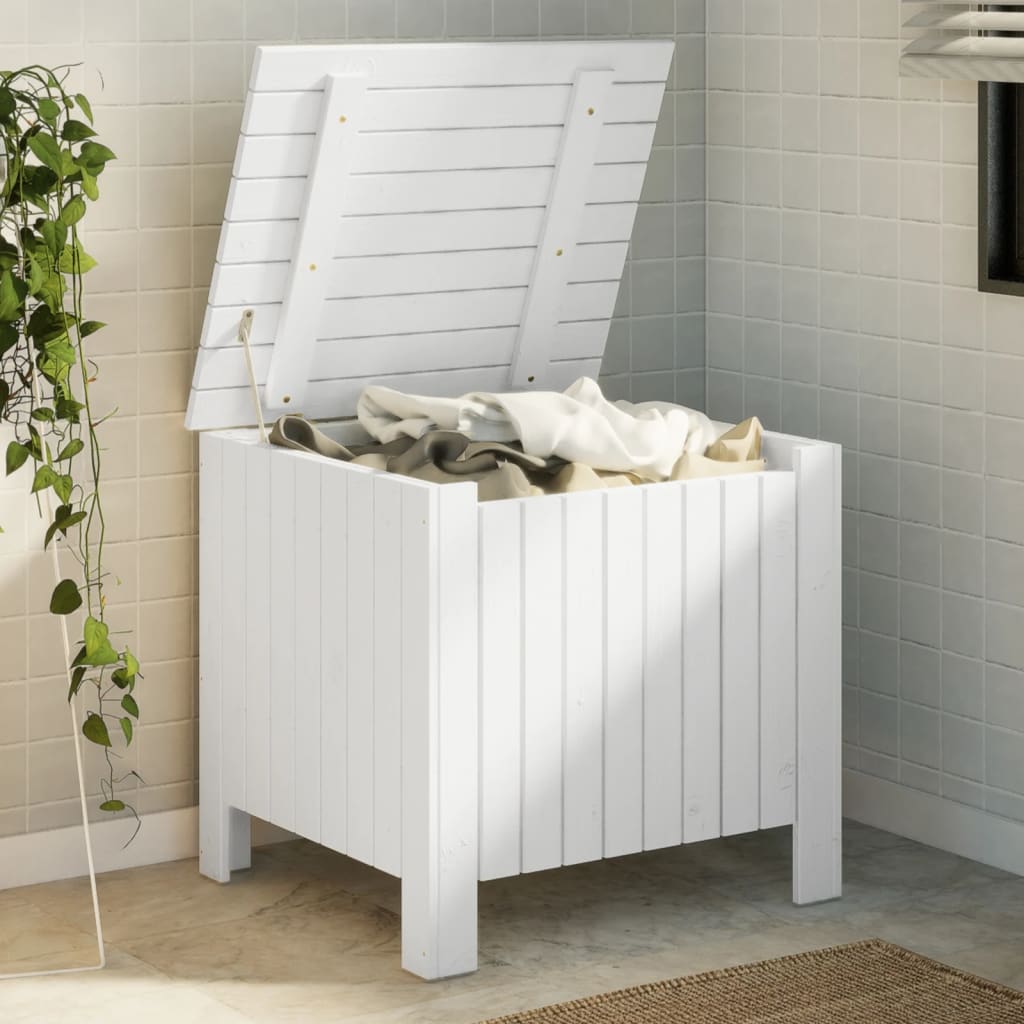 Storage Box with Lid RANA White 60x49x54 cm Solid Wood Pine - vid-4002328 - Discount Dealers