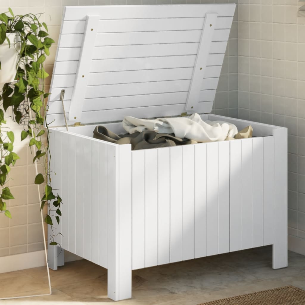 Storage Box with Lid RANA White 80x49x54 cm Solid Wood Pine - vid-4002330 - Discount Dealers