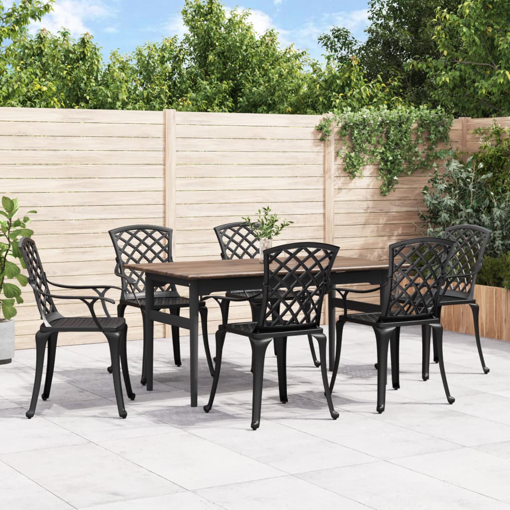 Garden Chairs 6 pcs Cast Aluminium Black - Brittle & Co