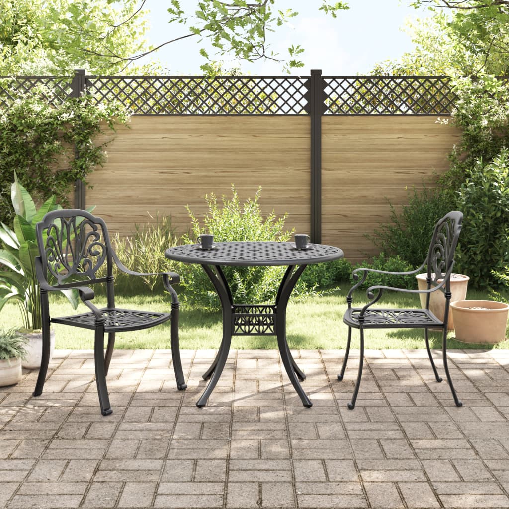 3 Piece Bistro Set Black Cast Aluminium - Decor Base