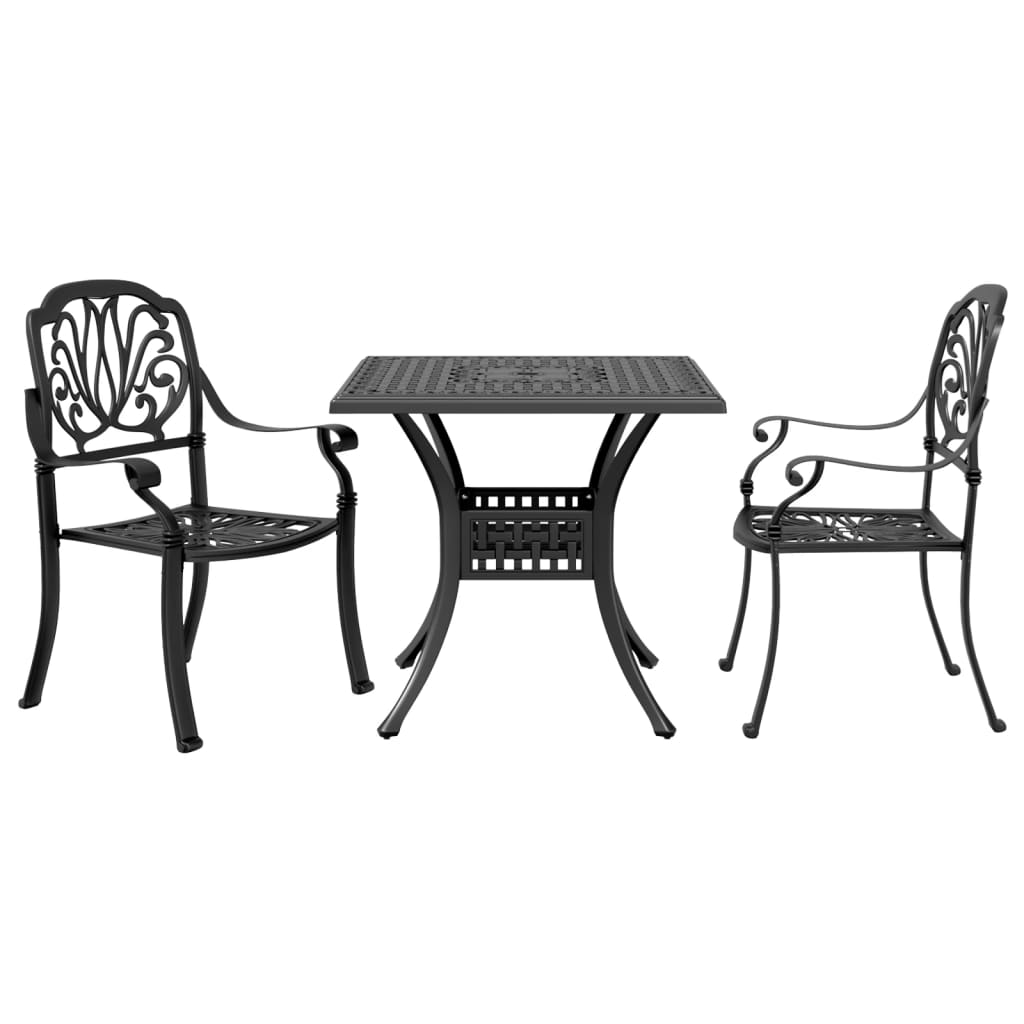 3 Piece Bistro Set Black Cast Aluminium - Decor Base