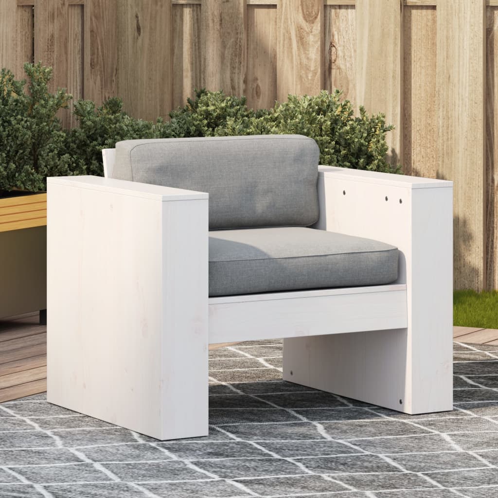Garden Sofa White 79x60x62 cm Solid Wood Pine - Merkel Designers