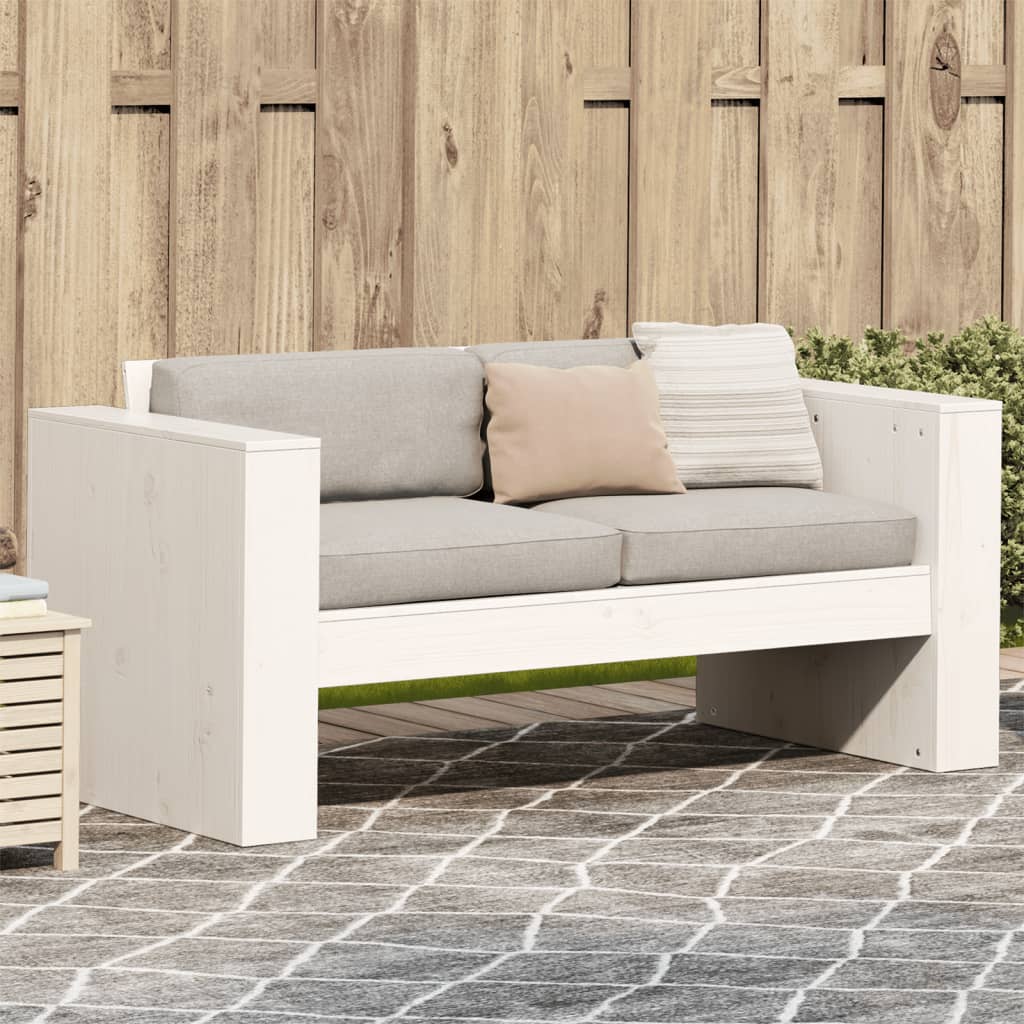 Garden Sofa 2-Seater White 134x60x62 cm Solid Wood Pine - Merkel Designers