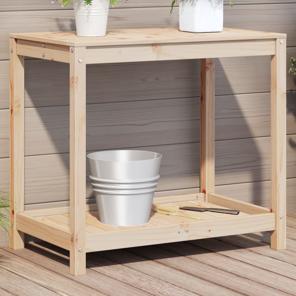 Potting Table with Shelf 82.5x50x75 cm Solid Wood Pine - Style and Chic
